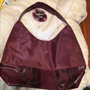 Burgundy Snake Print Bag